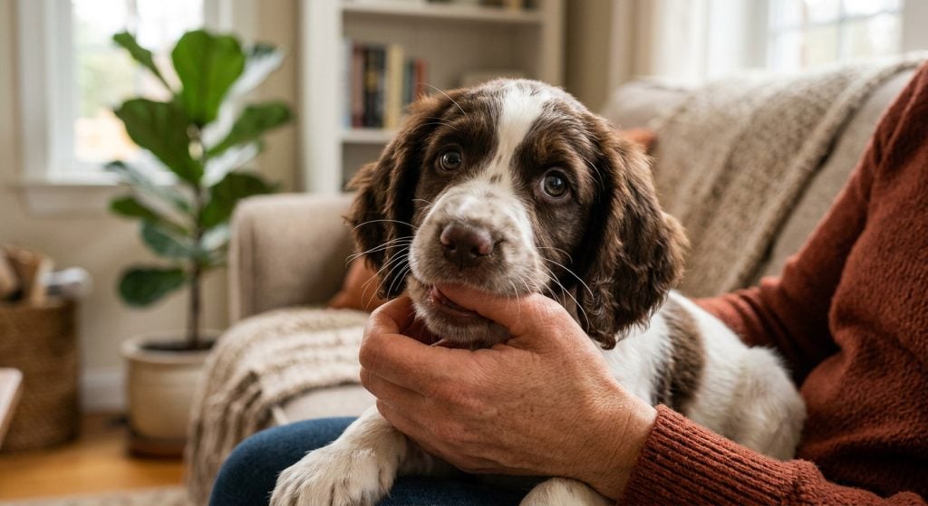 puppy-gently-mouthing-owner-hand-bite-inhibition-training